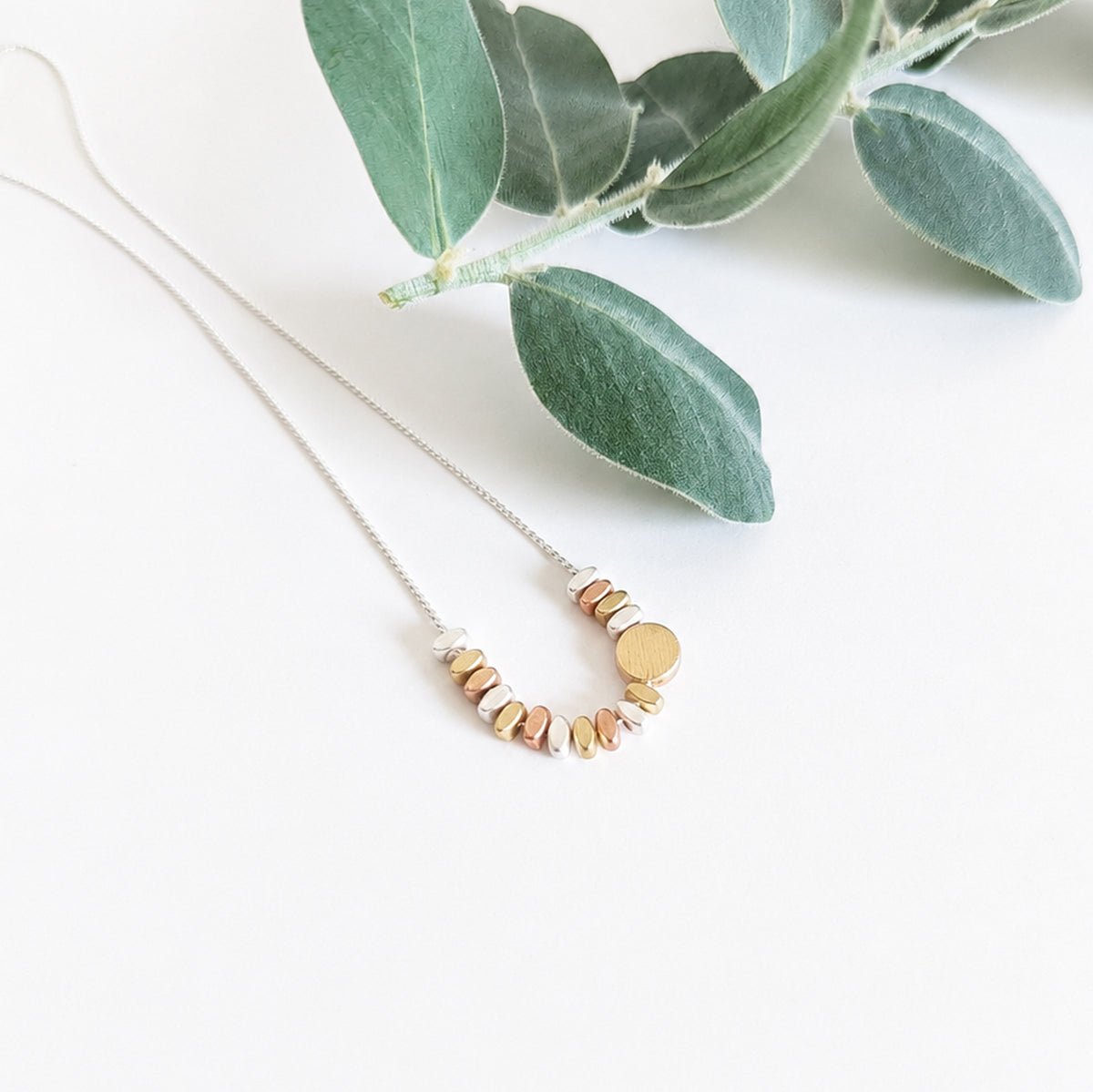 Asymmetrical Dot and Spacer Bead Necklace