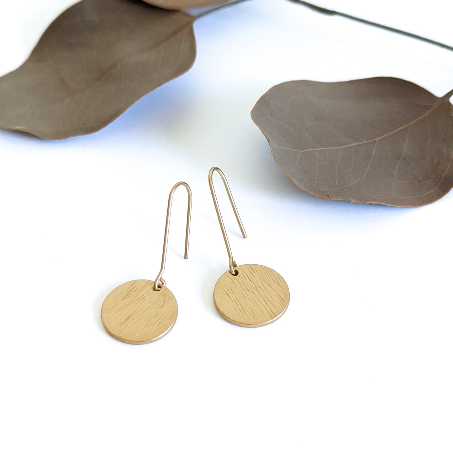 Short hook textured disc earring