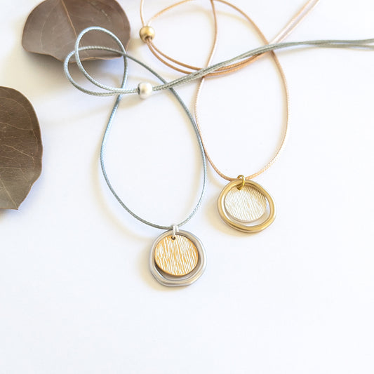 Ring with Textured Disc Necklace