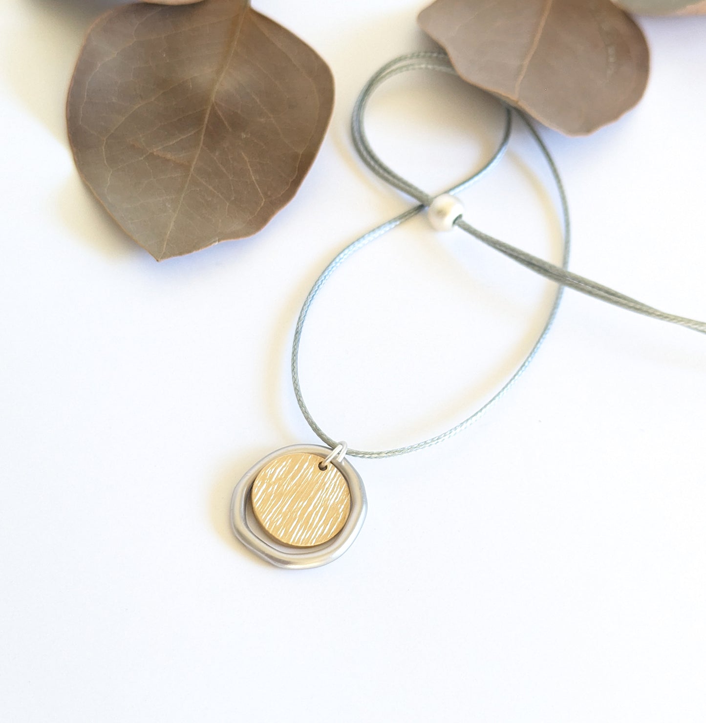 Ring with Textured Disc Necklace