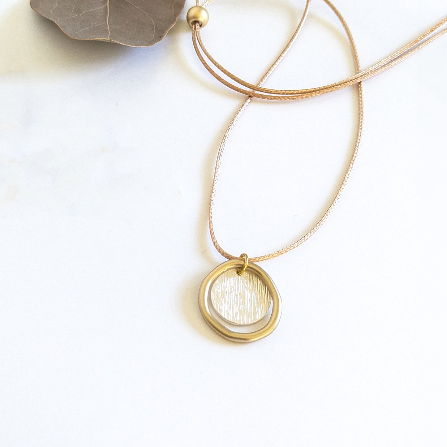 Ring with Textured Disc Necklace