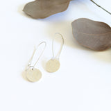 Catch back hook and textured disc earrings