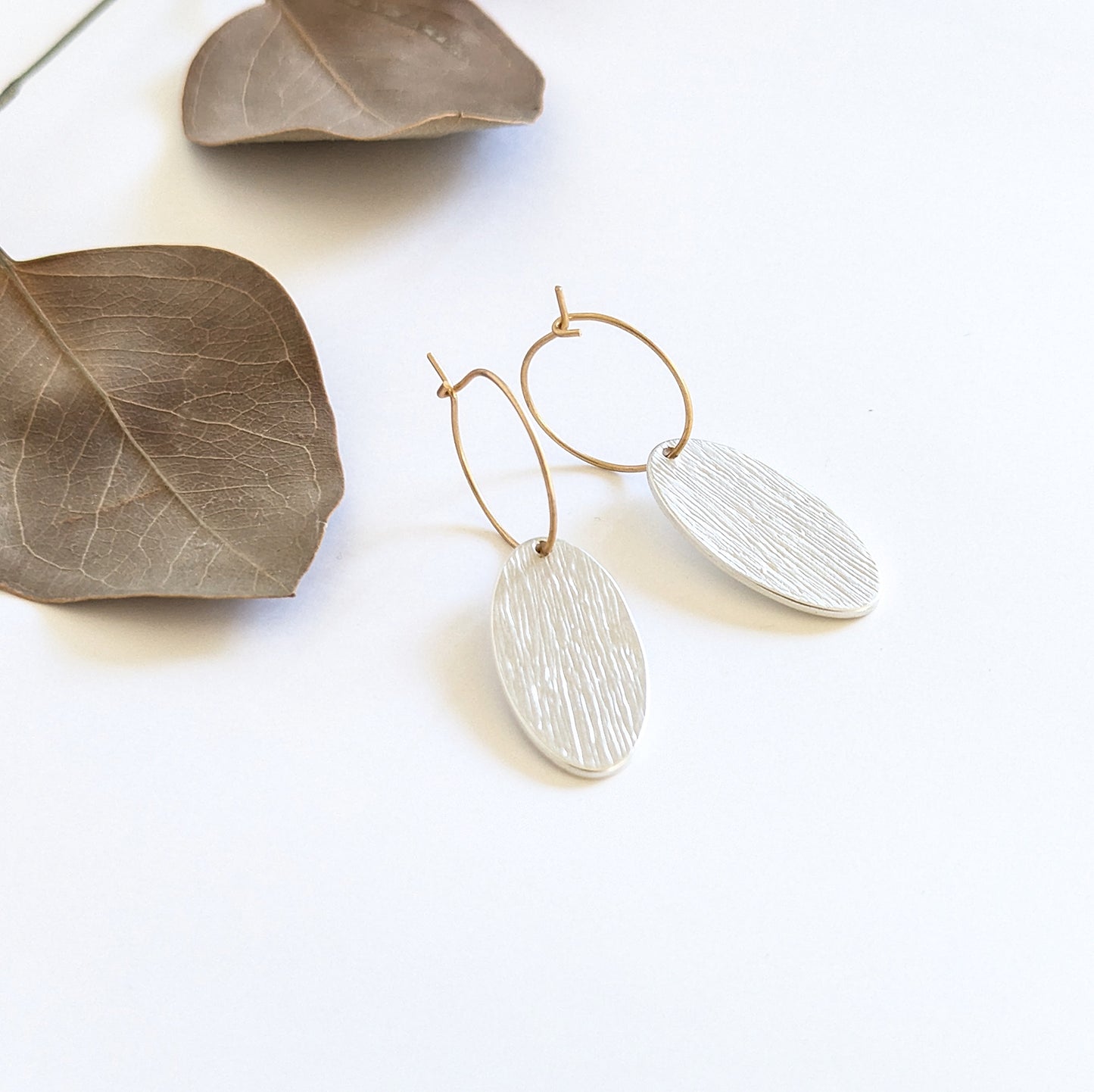 Textured Oval disc earrings