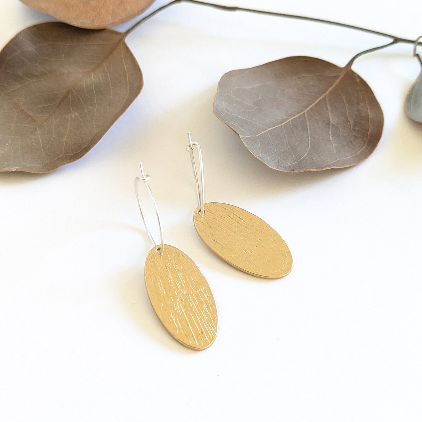 Textured Oval disc earrings
