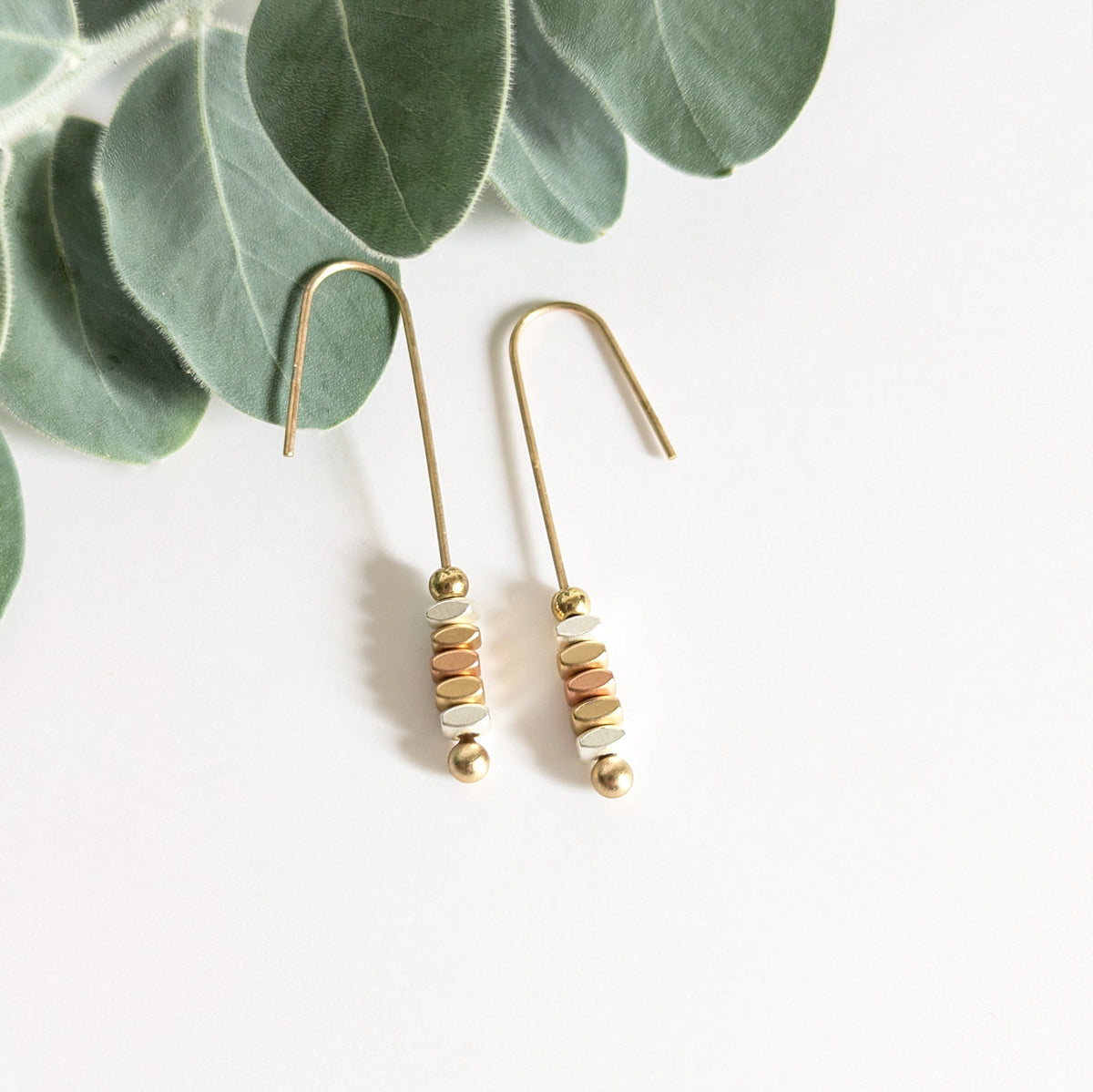 Spacer Bead Straight Hook Earrings