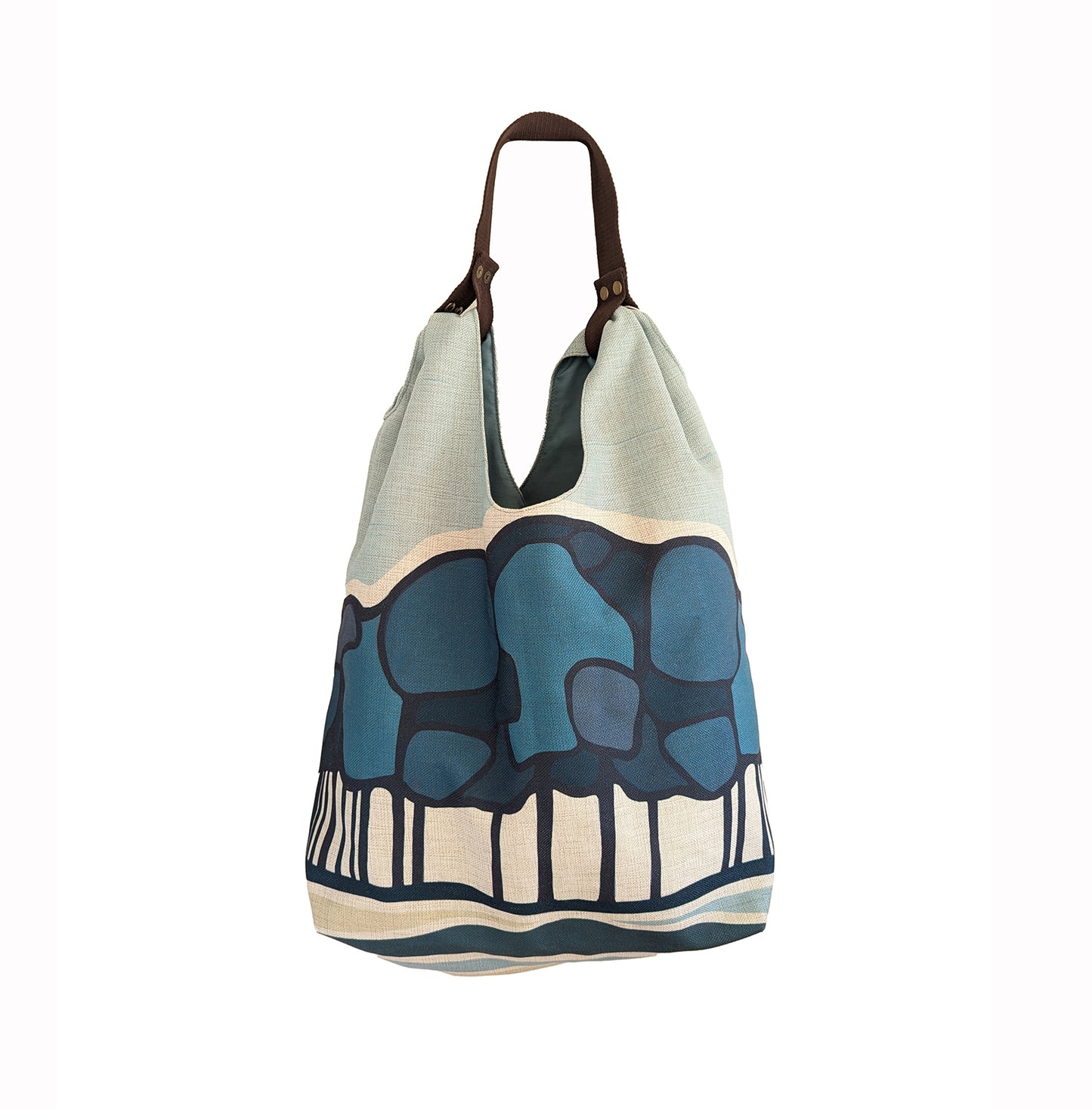 Block Trees woven handle bag