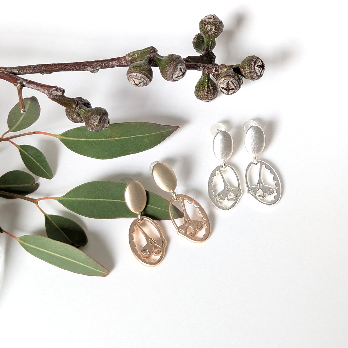 Gumnut charm oval stud earrings