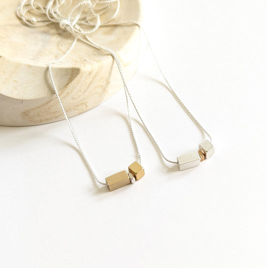 Rectangular block & Cube chain  necklace