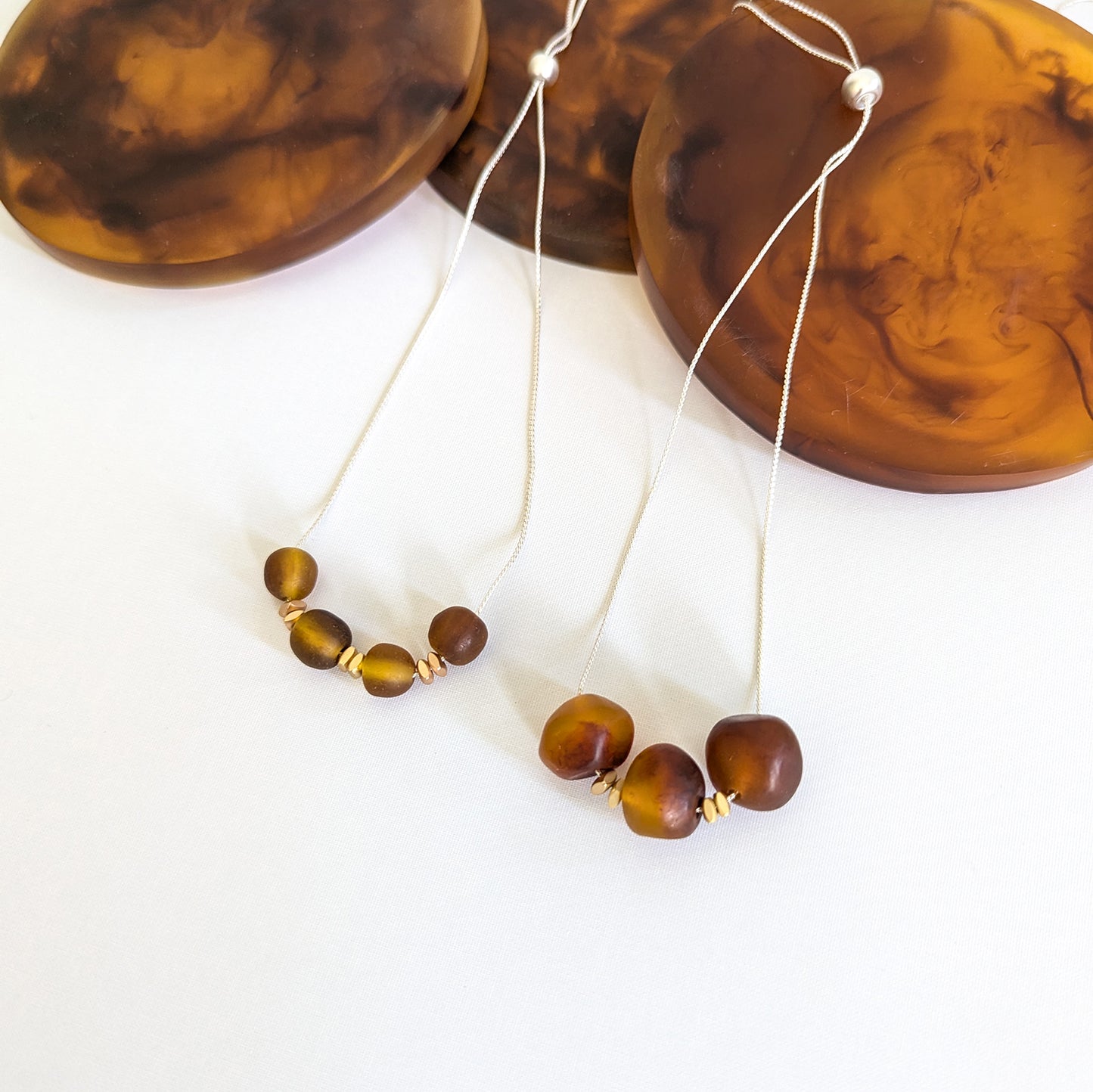 4x Resin Tortoise Shell Bead Chain Necklace