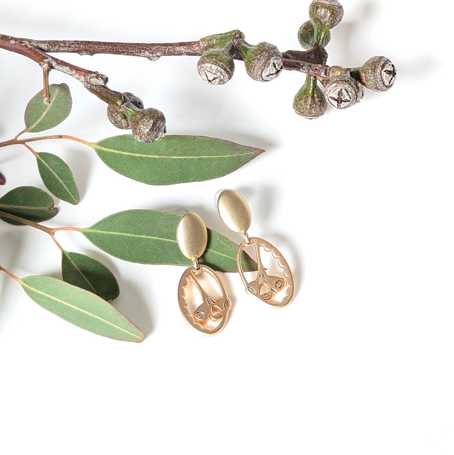 Gumnut charm oval stud earrings