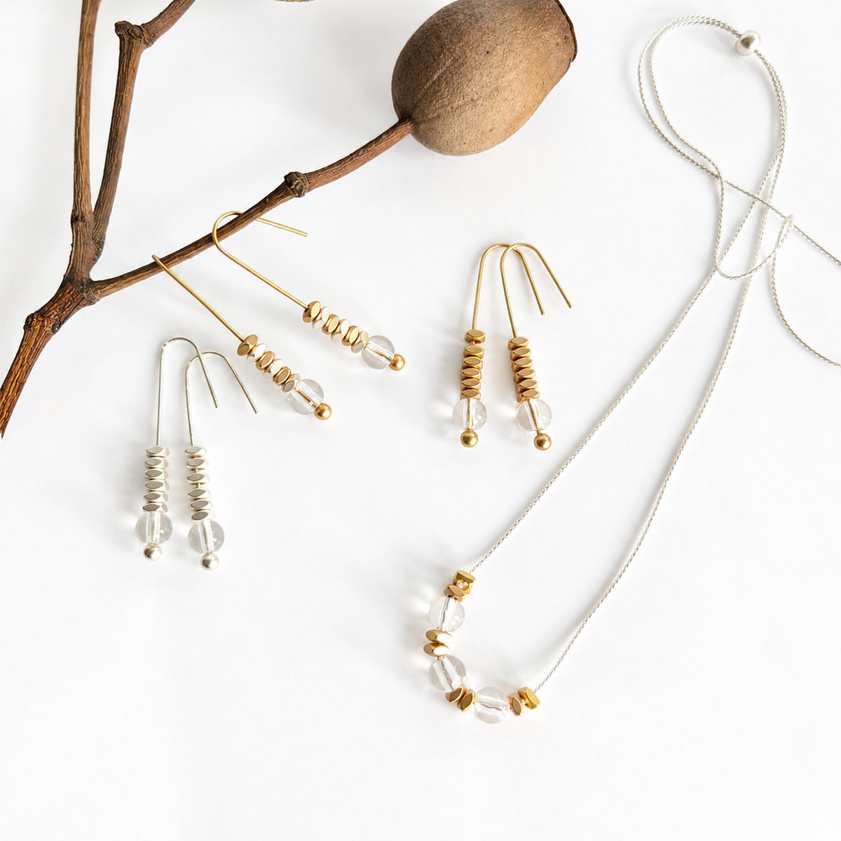 CRYSTAL CLEAR GLASS HOOK EARRINGS