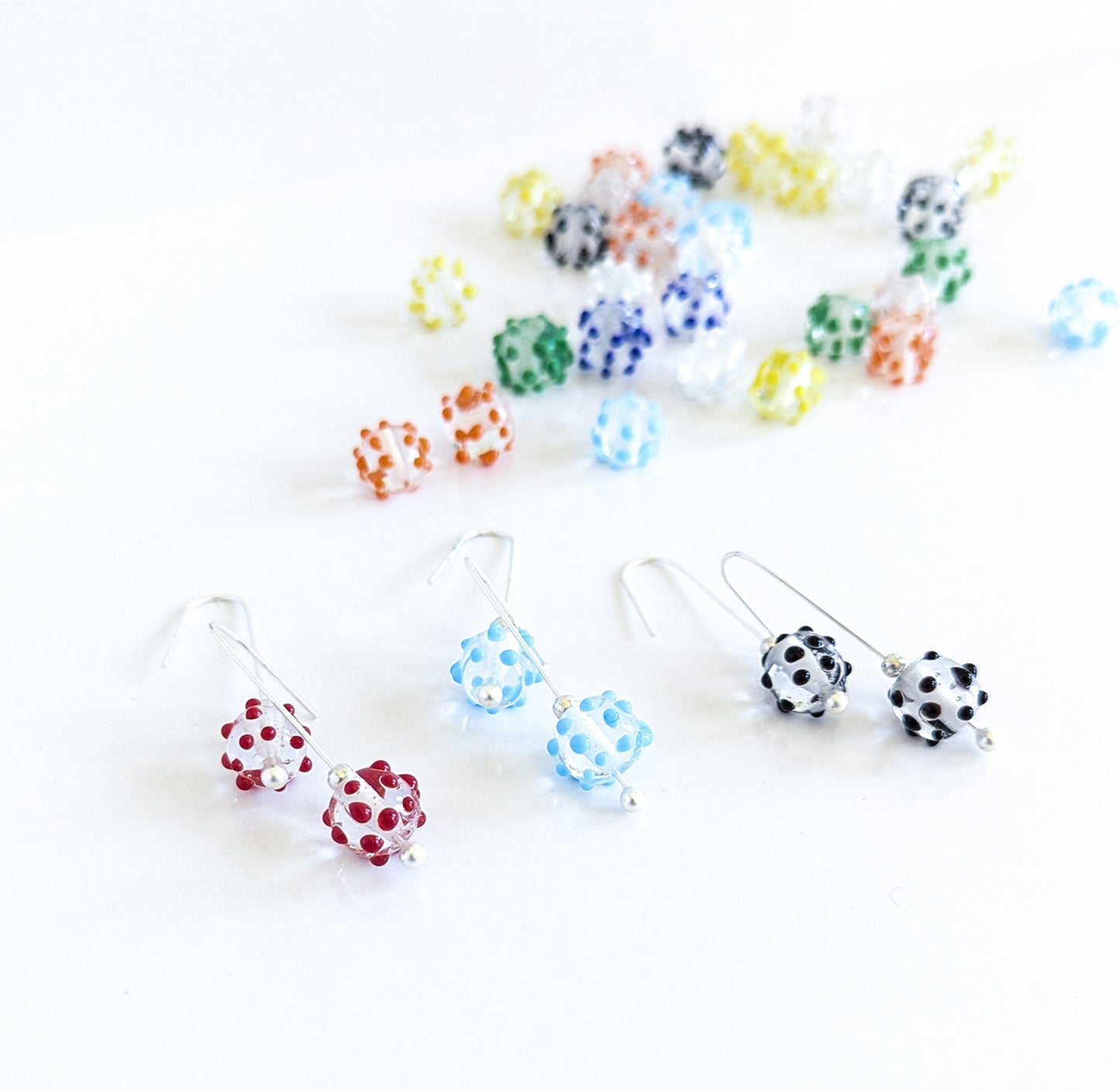 Dotted Glass Hook Earrings