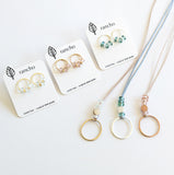 Small Transparent Glass and Hammered Hoop Necklaces