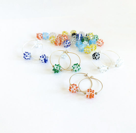 Dotted Glass Hoop Earrings