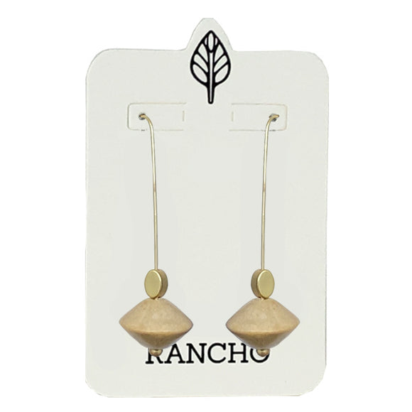 Wood abacus bead earring