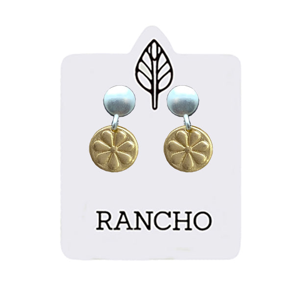Solid Dot Stud and Daisy Disc earring