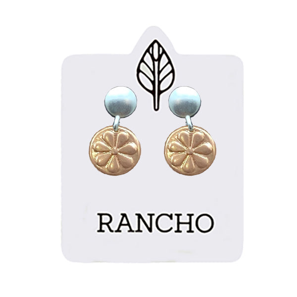 Solid Dot Stud and Daisy Disc earring