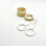 large scalloped ring on straight hook earring
