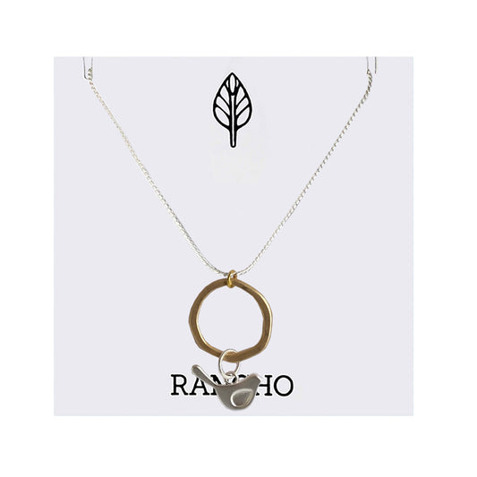 Bird on a ring Chain Necklace