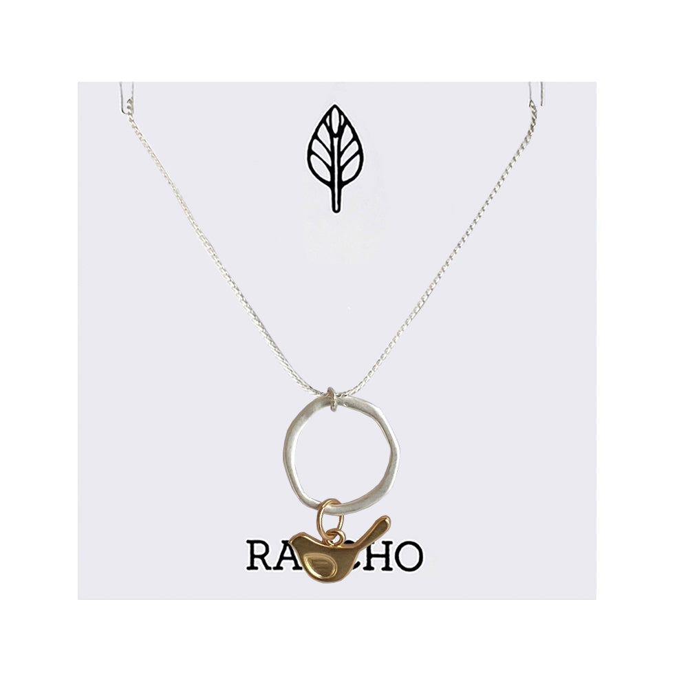 Bird on a ring Chain Necklace