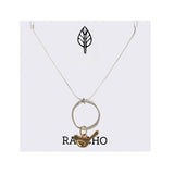 Flat ring & Winged bird on Chain Necklace