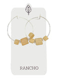 Triple square wood beads on extra large hoop