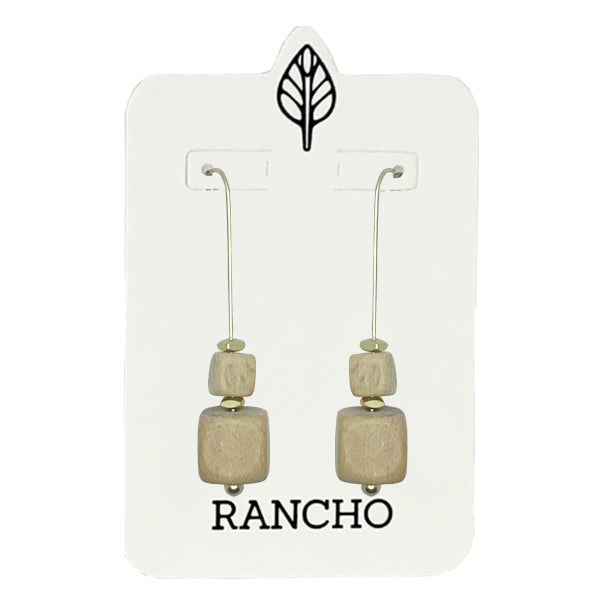 Square wood beads on long straight hook