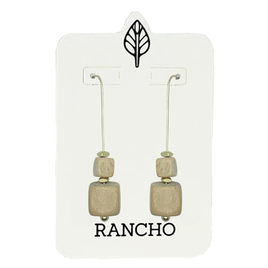 Square wood beads on long straight hook