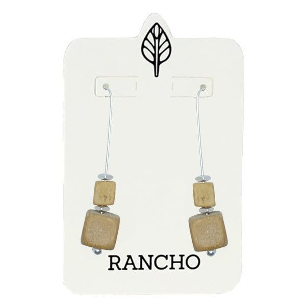 Square wood beads on long straight hook