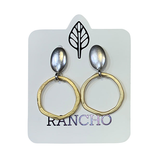 Solid Oval Stud with Flat Ring Earring