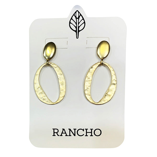 Solid Oval Stud with Hammered Oval Earring