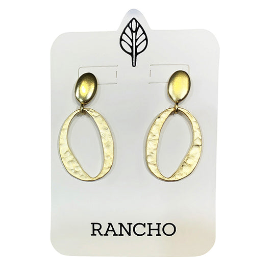 Solid Oval Stud with Hammered Oval Earring