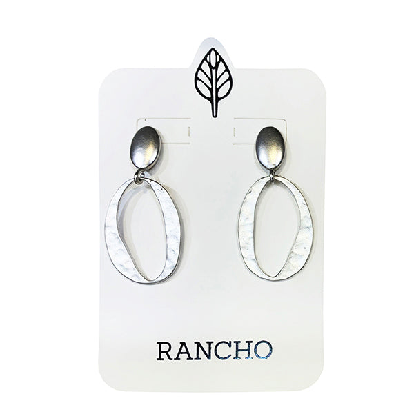 Solid Oval Stud with Hammered Oval Earring