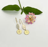 Daisy Disc and Mother of Pearl straight hook earring