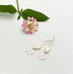 Daisy Disc and Mother of Pearl straight hook earring