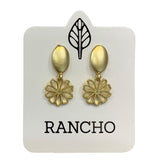 Solid Oval Stud with Daisy Charm Earring
