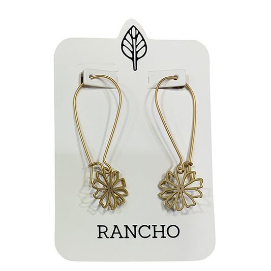 Long Wire Hook Earrings with Daisy Charm