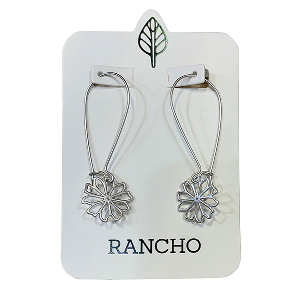 Long Wire Hook Earrings with Daisy Charm