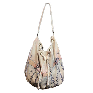 Linen Bucket Bag (Pink Tall Grasses)