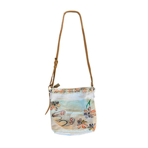 Flower Dove Cross Body Linen Bag