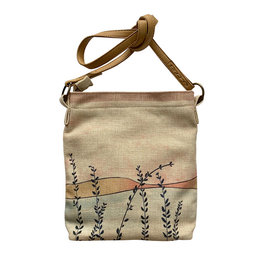 Grasses pink crossbody Linen Bags