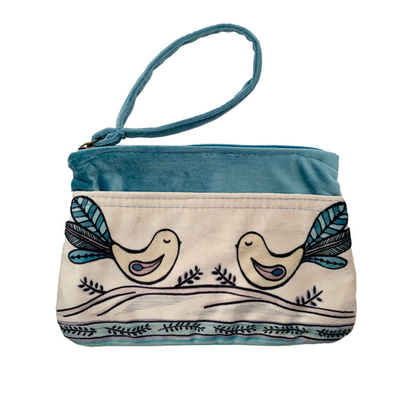 Birds Velvet Clutch