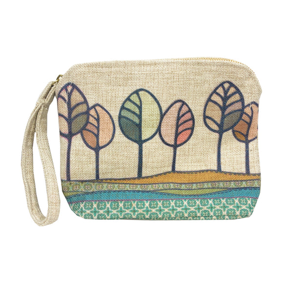 Hill Top Trees Linen Clutch  Bag