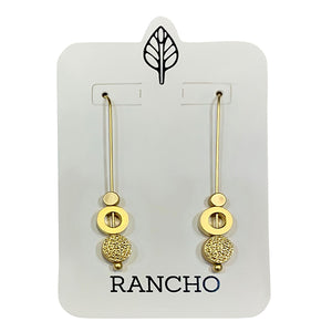 Long Straight Hook with Hollow Circle and Dot Earring
