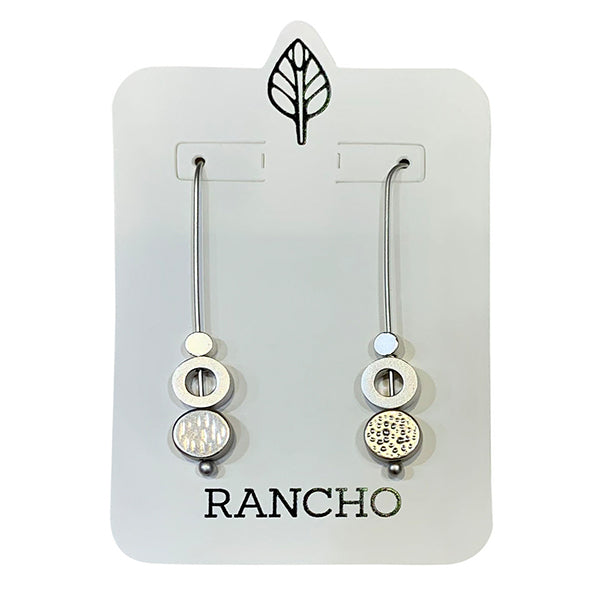 Long Straight Hook with Hollow Circle and Dot Earring