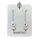 Long Straight Hook with Hollow Circle and Dot Earring