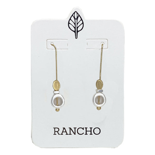 Medium Straight Hook with Hollow Oval and Oval Bead Earring