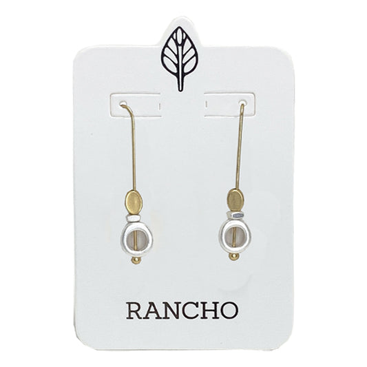 Medium Straight Hook with Hollow Oval and Oval Bead Earring