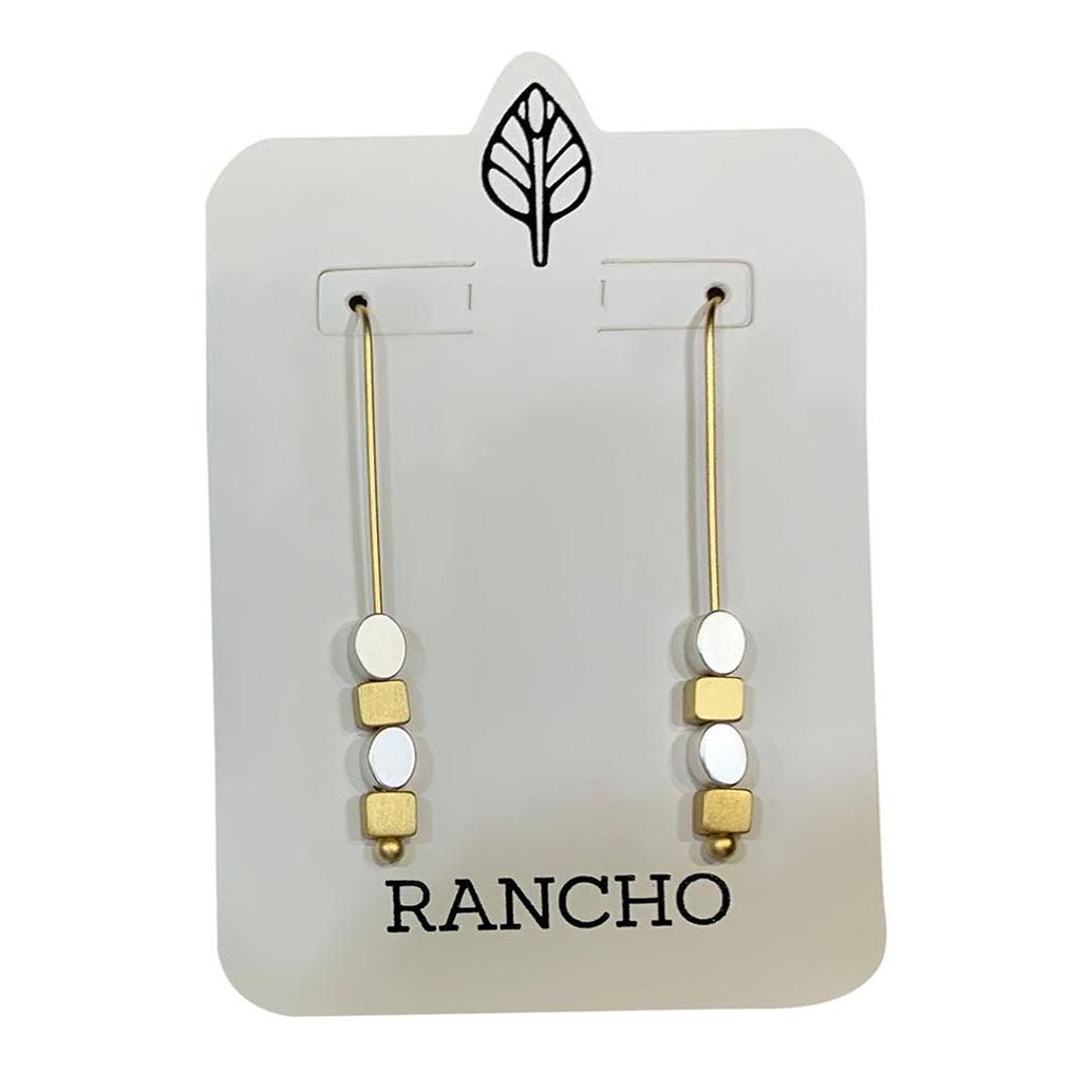 Long Straight Hook with Square and Oval Earring