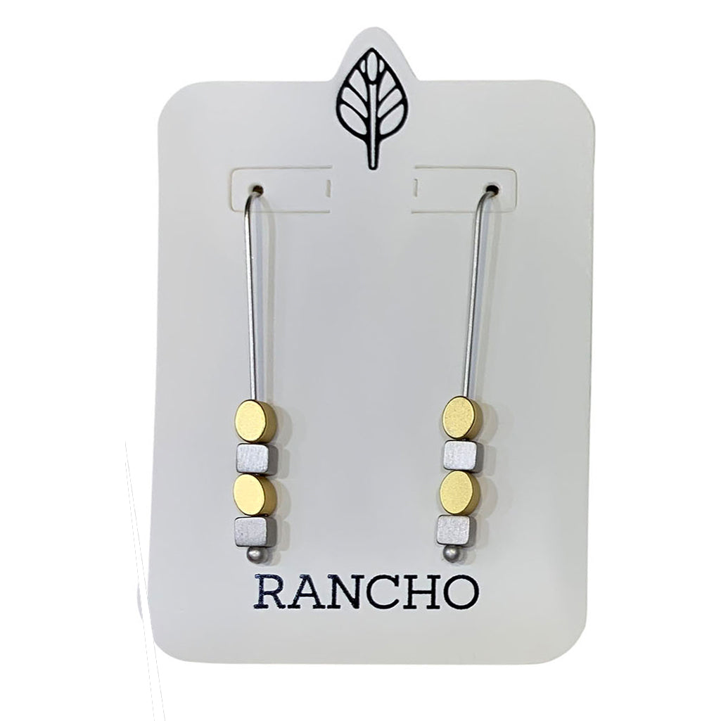 Long Straight Hook with Square and Oval Earring
